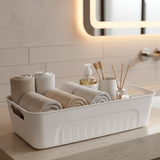 White Plastic Storage Basket Tray Set (4 Pcs)
